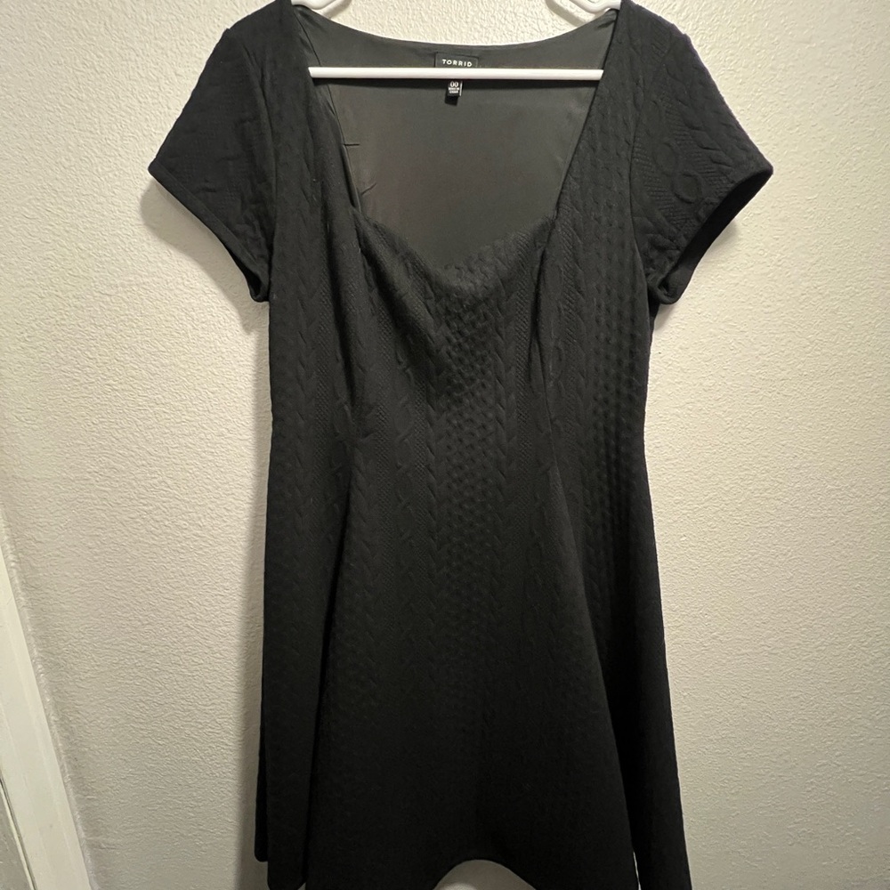 Cable Knit Sweetheart Short Sleeve Dress